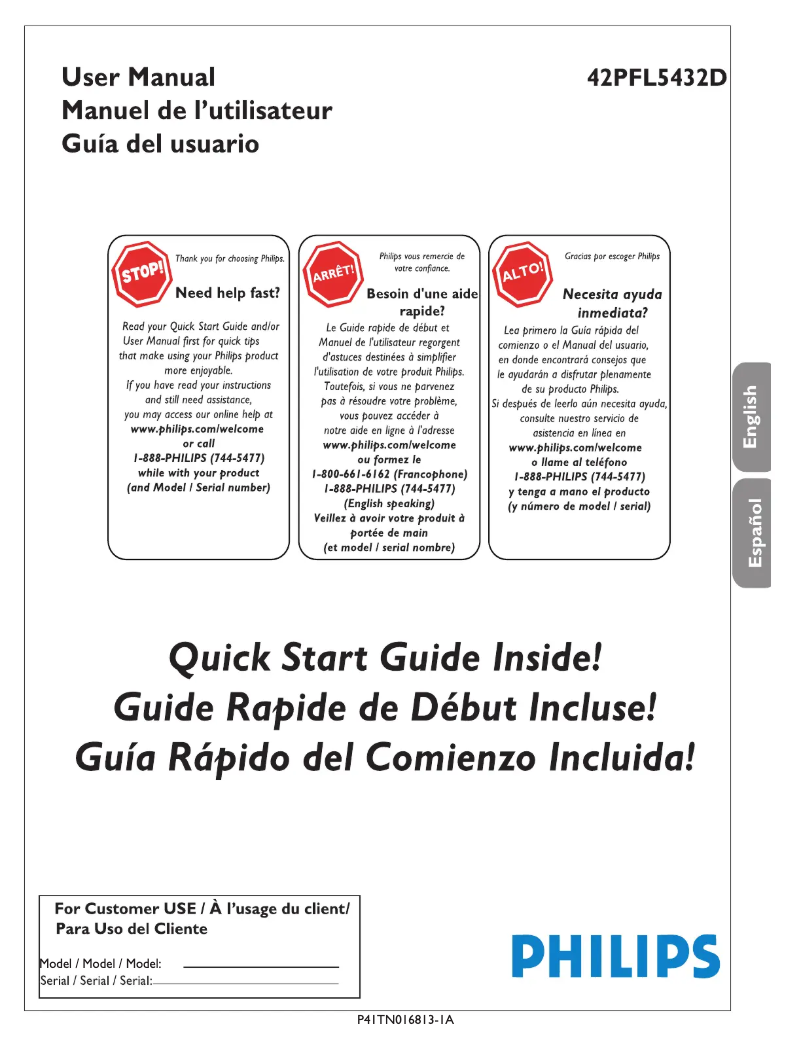 Image de la première page du manuel de l'appareil 42PFL5432D