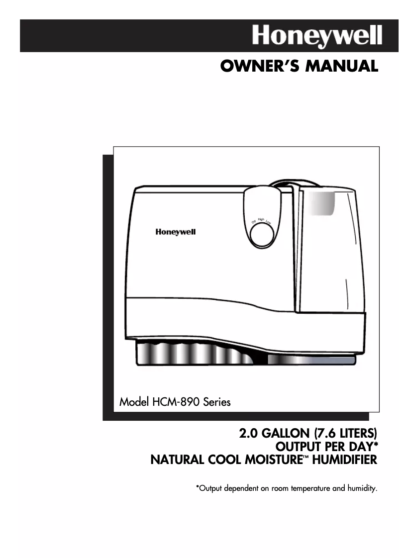 Page 1 de la notice Manuel utilisateur Honeywell HCM-890