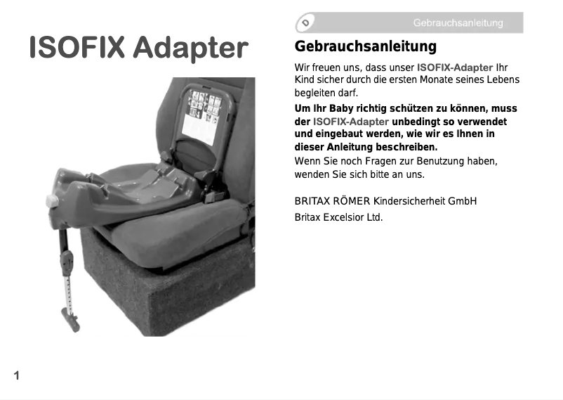 Page 1 de la notice Manuel utilisateur Britax-Römer Baby-Safe Isofix Base