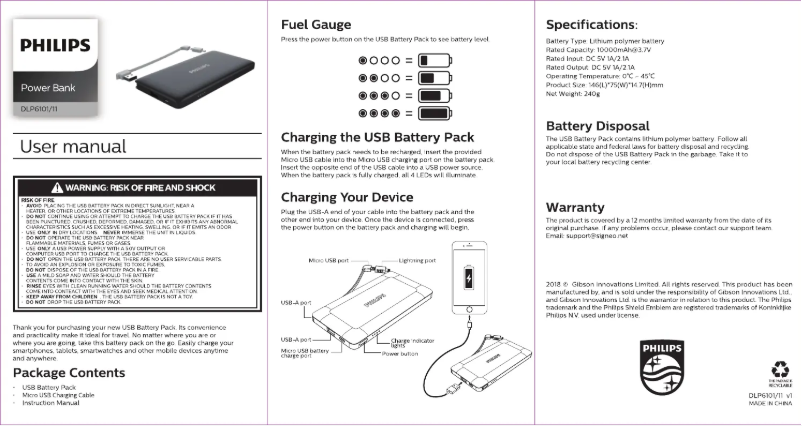 Page 1 of the manual User Manual Philips DLP6101R