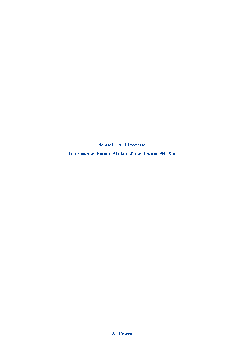 Page 1 de la notice Manuel utilisateur Epson PictureMate Charm PM 225