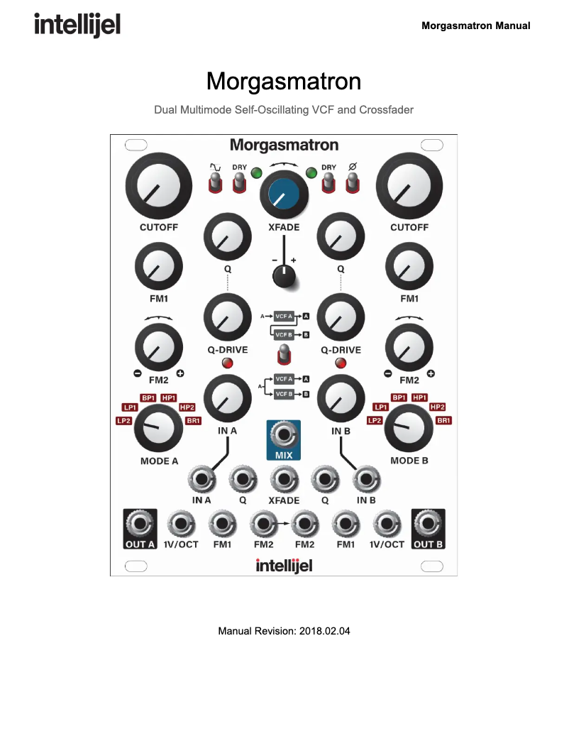 Page 1 de la notice Manuel utilisateur Intellijel Morgasmatron