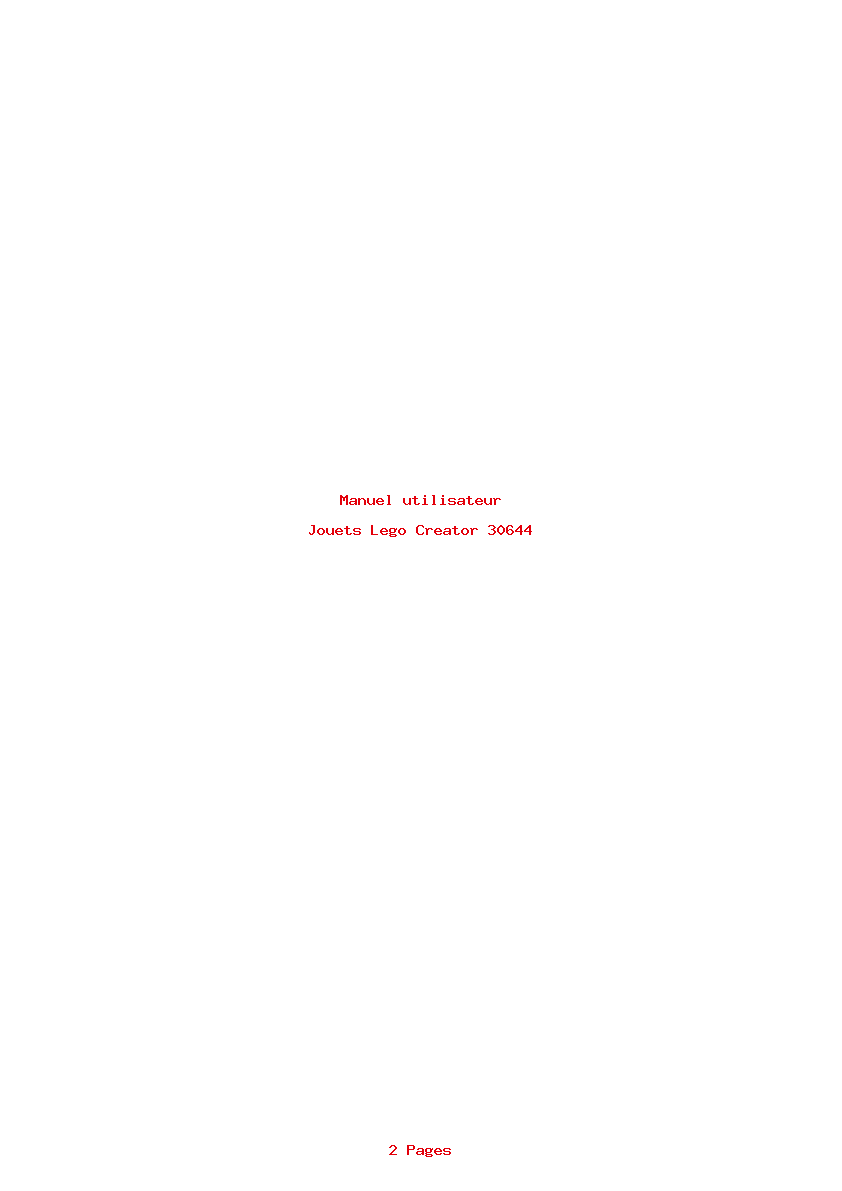 Page 1 de la notice Manuel utilisateur Lego Creator 30644