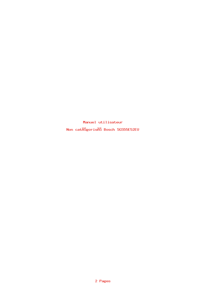 Page 1 de la notice Manuel utilisateur Bosch SGS55E52EU