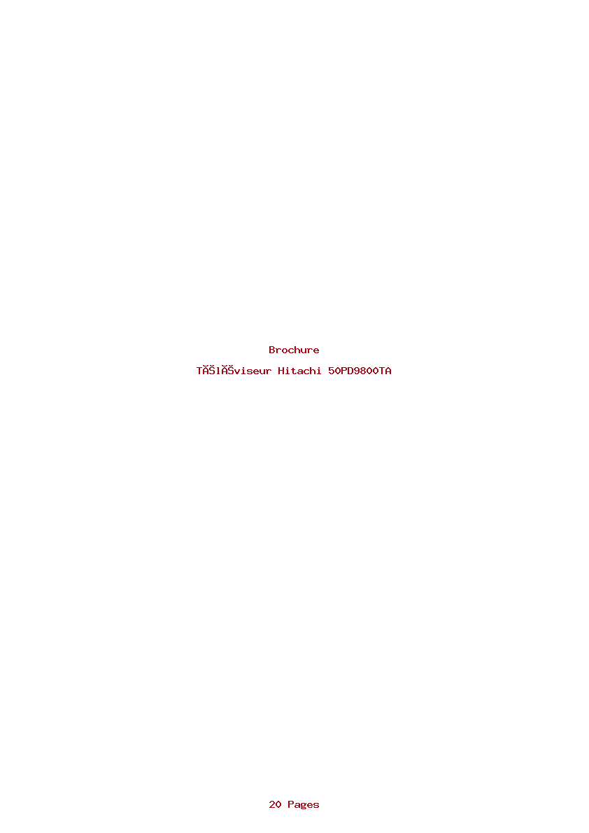 Page 1 de la notice Brochure Hitachi 50PD9800TA