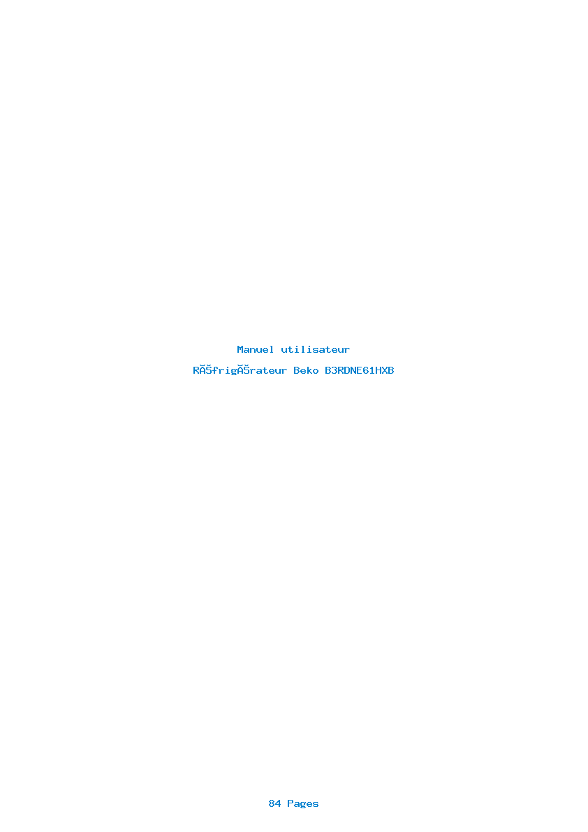 Page 1 de la notice Manuel utilisateur Beko B3RDNE61HXB