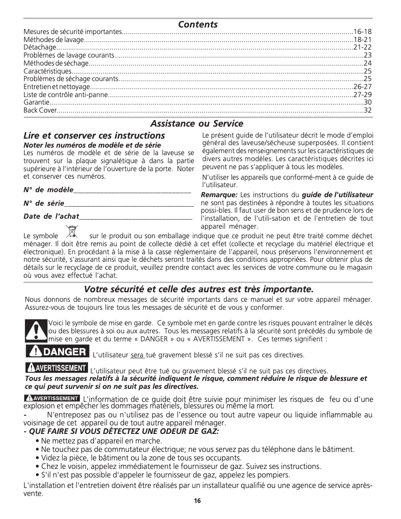 Page 1 de la notice Manuel utilisateur Frigidaire GCET1031FS