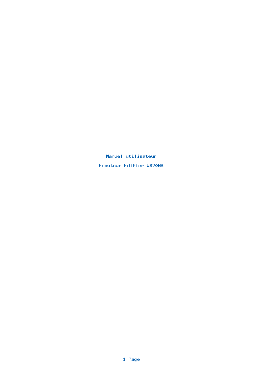 Page 1 de la notice Manuel utilisateur Edifier W820NB
