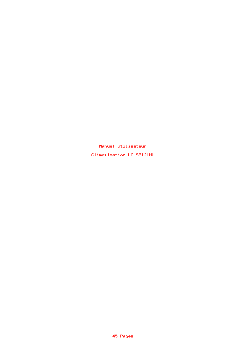 Page 1 de la notice Manuel utilisateur LG SP121HM