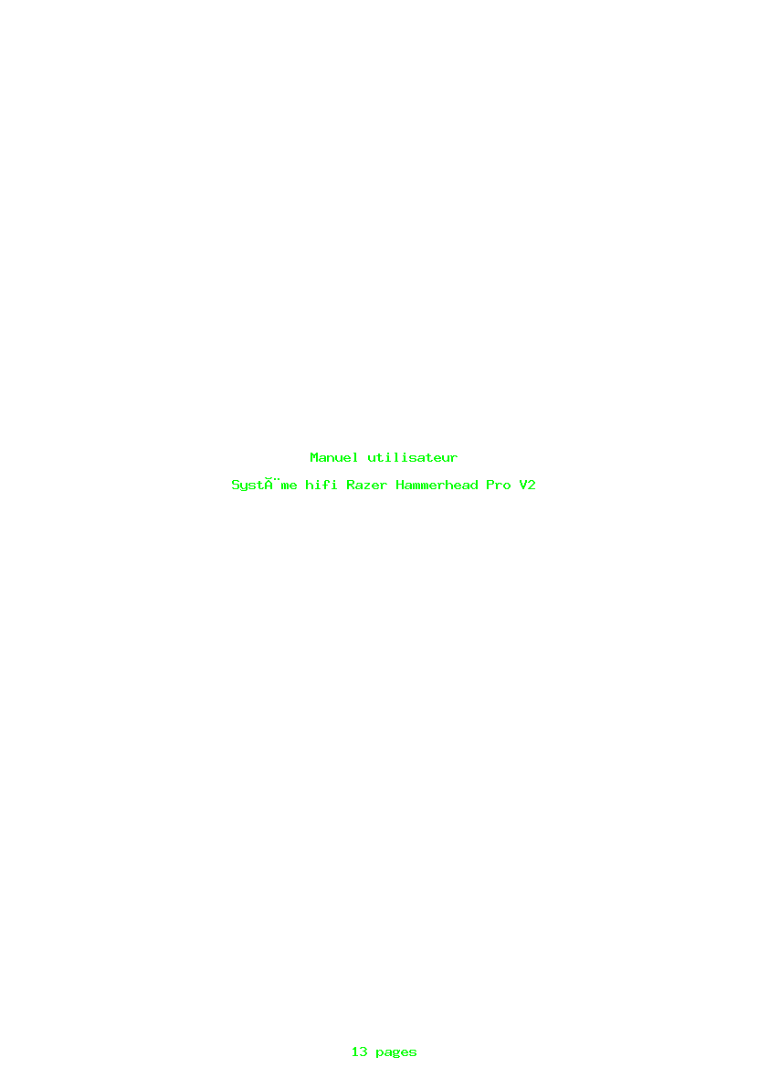 Page 1 de la notice Manuel utilisateur Razer Hammerhead Pro V2