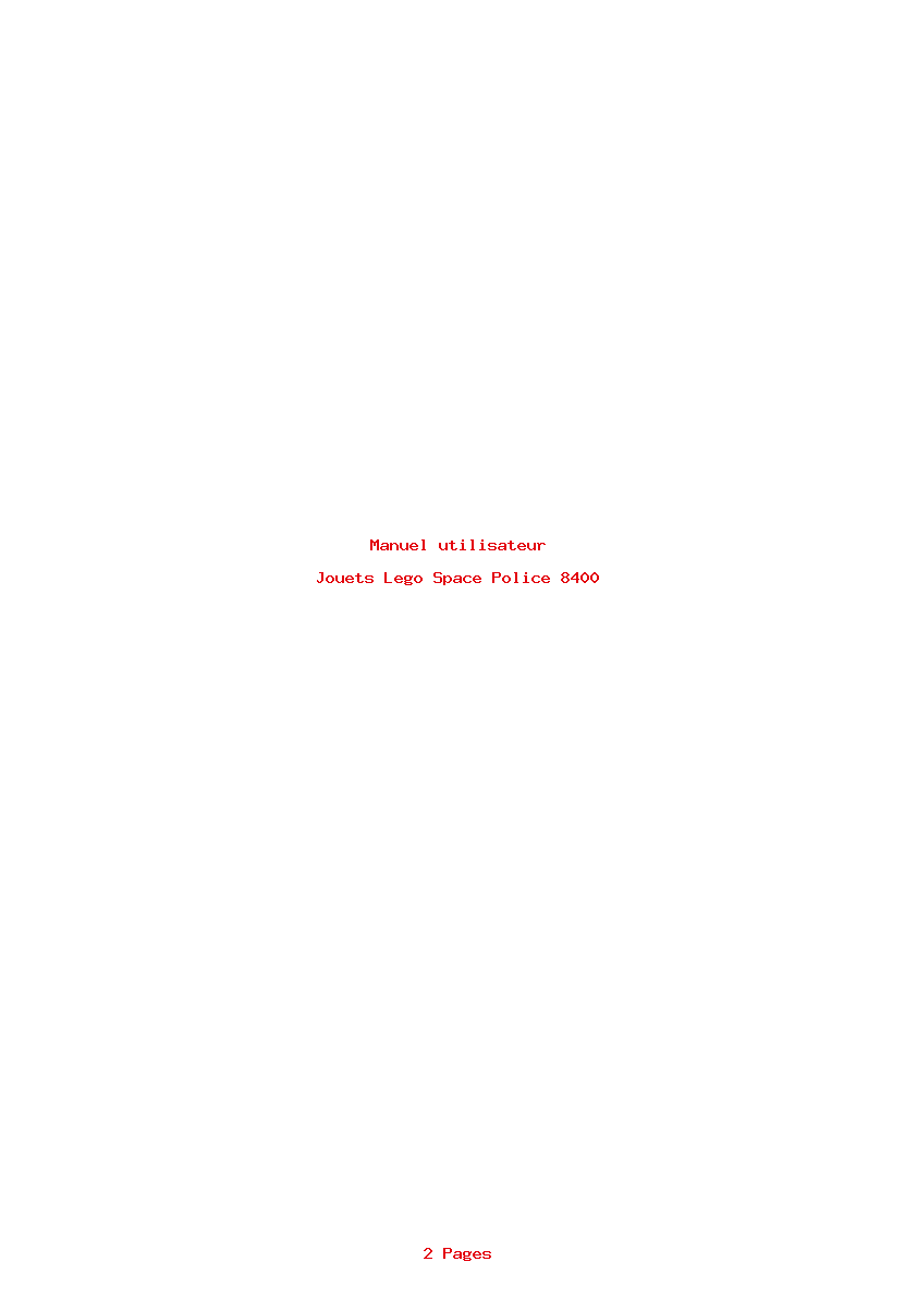 Page 1 de la notice Manuel utilisateur Lego Space Police 8400