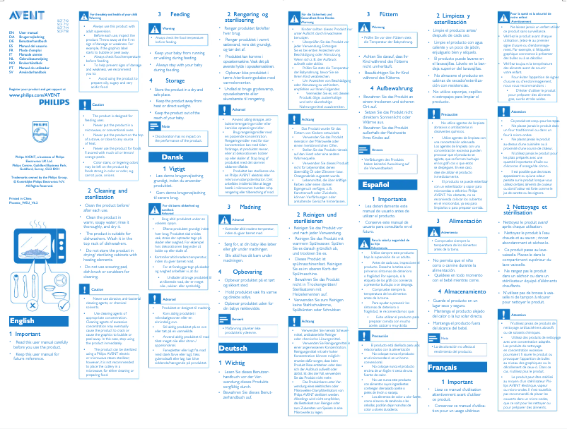 Image de la première page du manuel de l'appareil AVENT SCF710