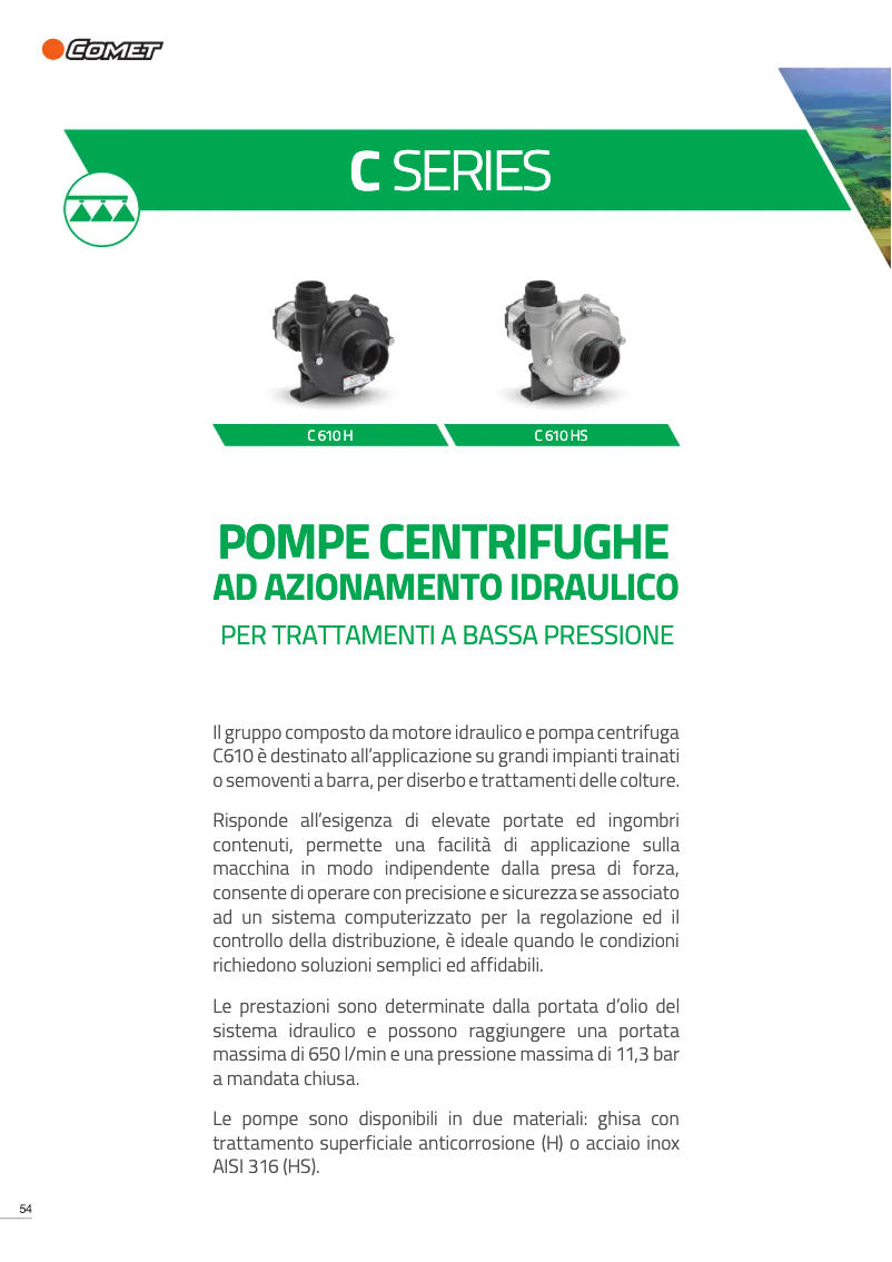 Página 1 del manual Ficha técnica Comet C 610 HS