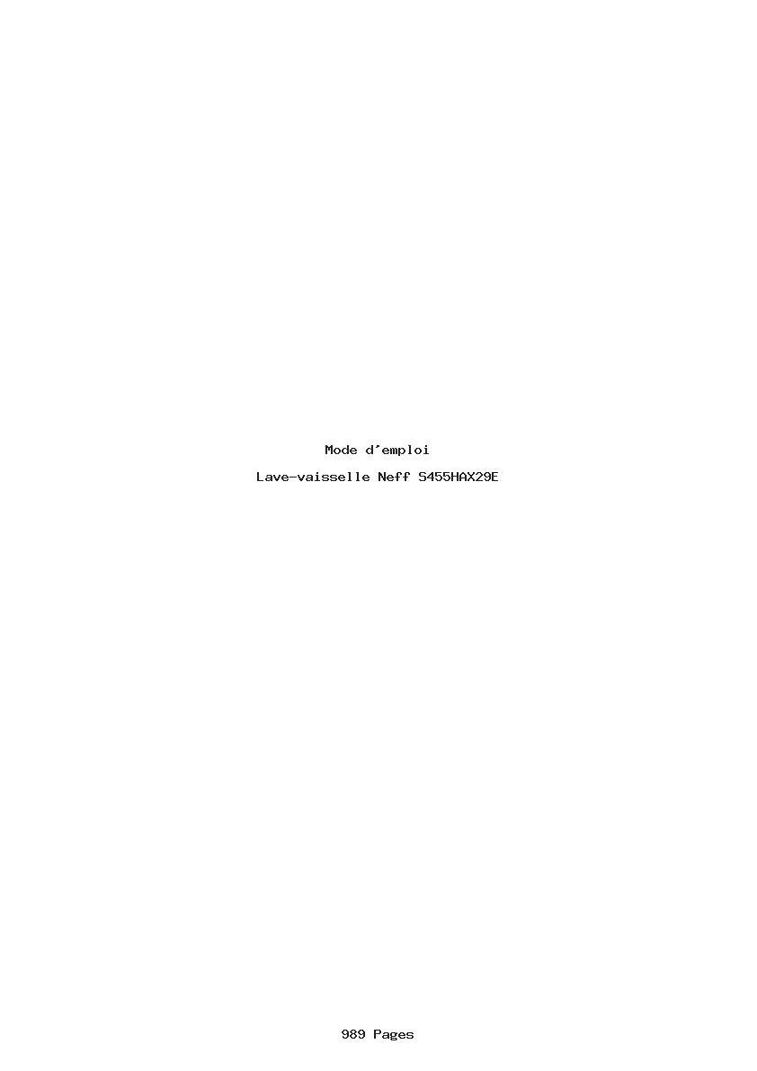 Page 1 de la notice Mode d'emploi Neff S455HAX29E