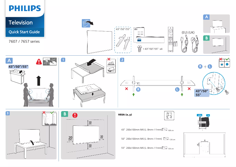 Page n°1 - Guide de démarrage rapide Philips 50PUS7607