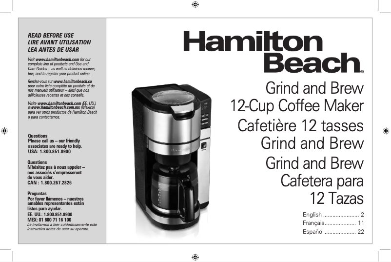 Page 1 of the manual User Manual Hamilton Beach 45505