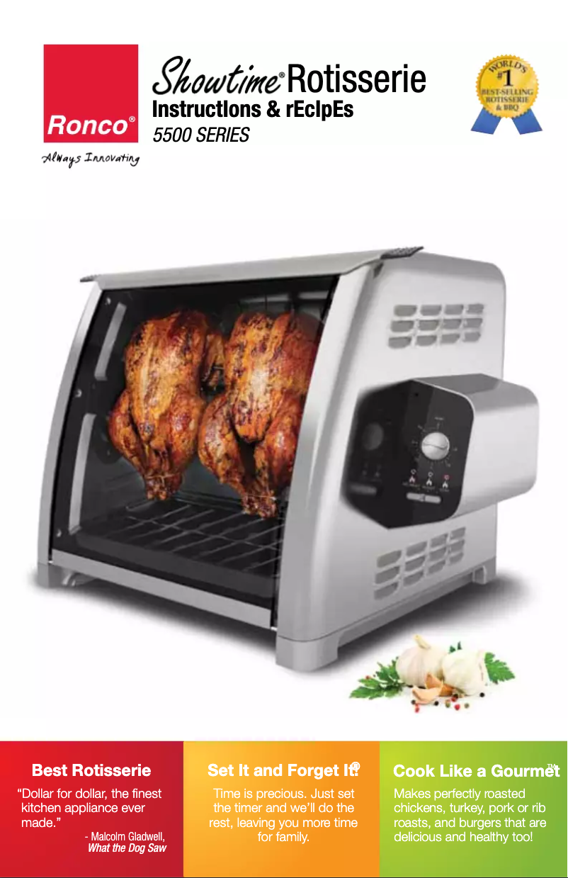 Page 1 de la notice Manuel utilisateur Ronco Showtime Rotisserie 5500 Series