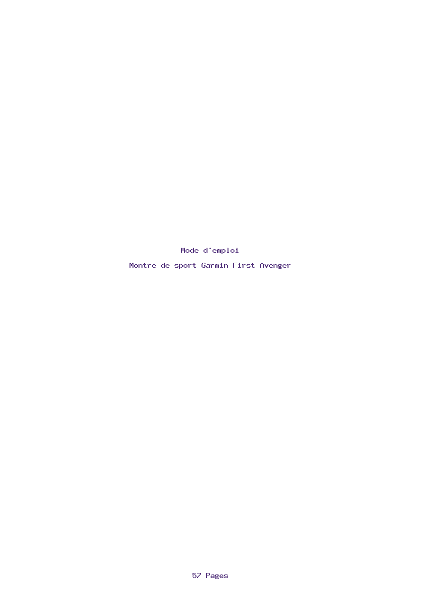 Page 1 de la notice Mode d'emploi Garmin First Avenger