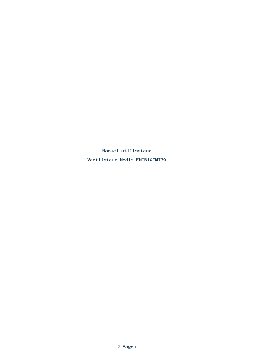 Page 1 de la notice Manuel utilisateur Nedis FNTB10CWT30