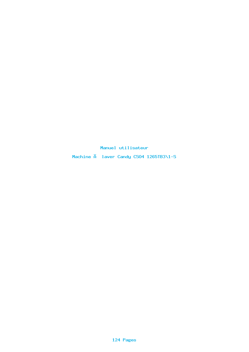 Page 1 de la notice Manuel utilisateur Candy CSO4 1265TB3\1-S