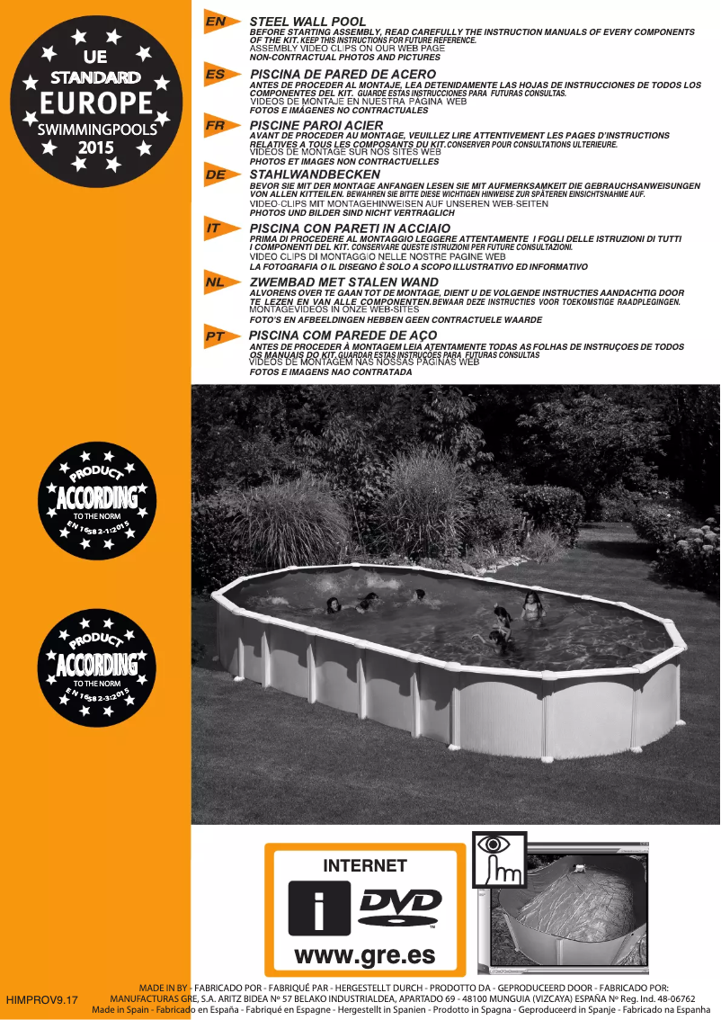 Page 1 de la notice Manuel utilisateur Gre KITPROV6188GF