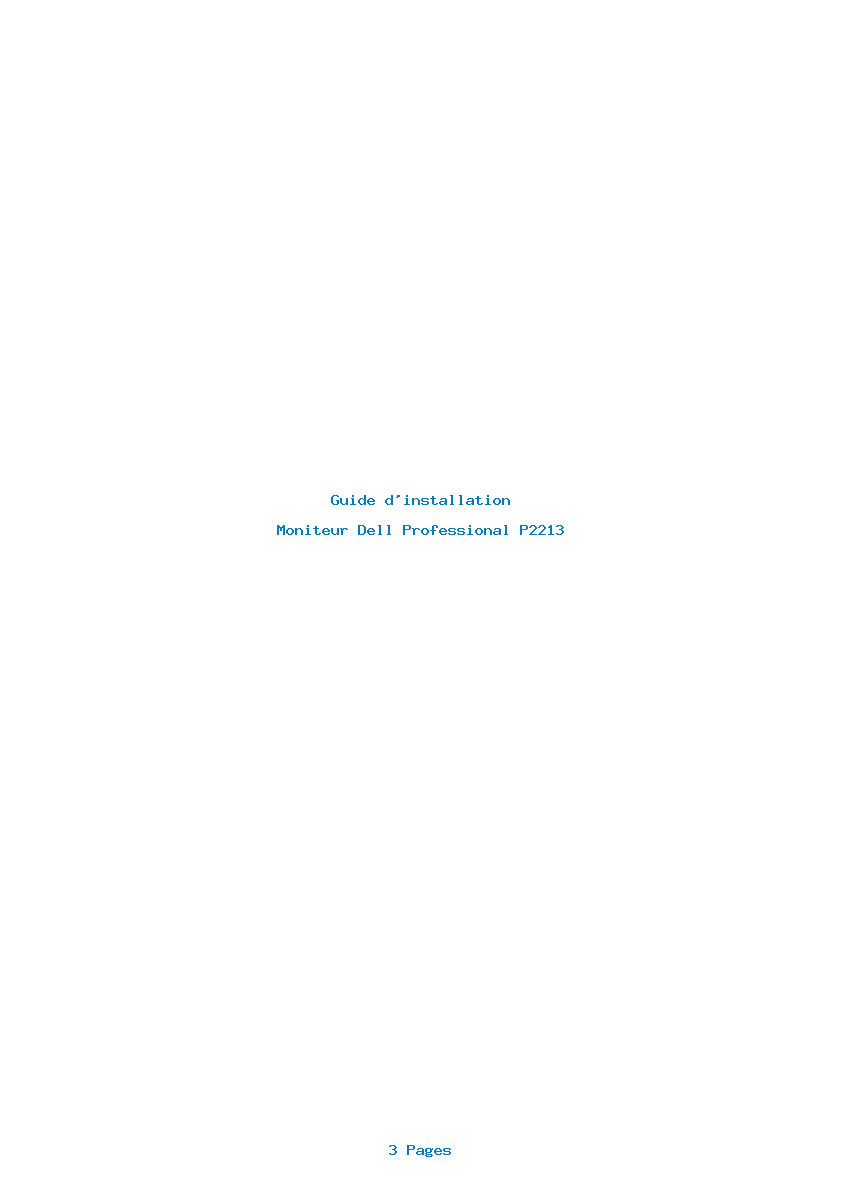 Page 1 de la notice Guide d'installation Dell Professional P2213