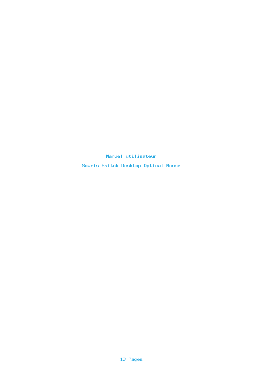 Page 1 de la notice Manuel utilisateur Saitek Desktop Optical Mouse