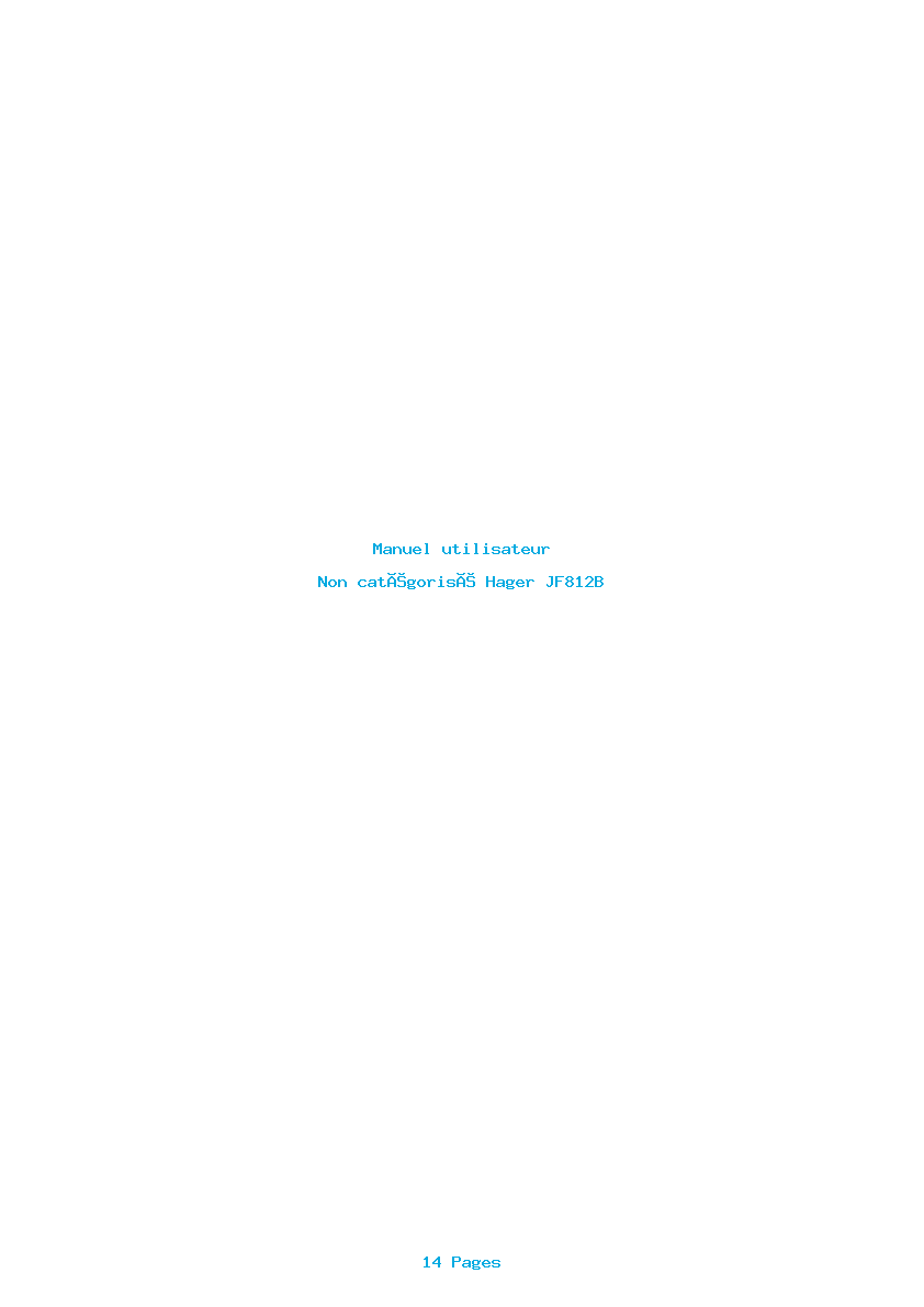 Page 1 de la notice Manuel utilisateur Hager JF812B