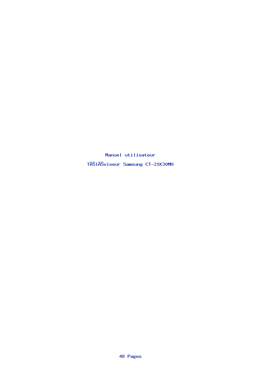 Page 1 de la notice Manuel utilisateur Samsung CT-21K30MH