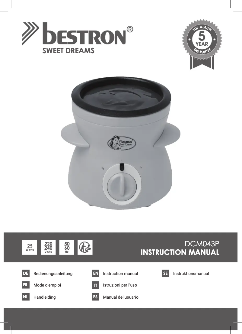 Page 1 de la notice Manuel utilisateur Bestron Sweet Dreams DCM043