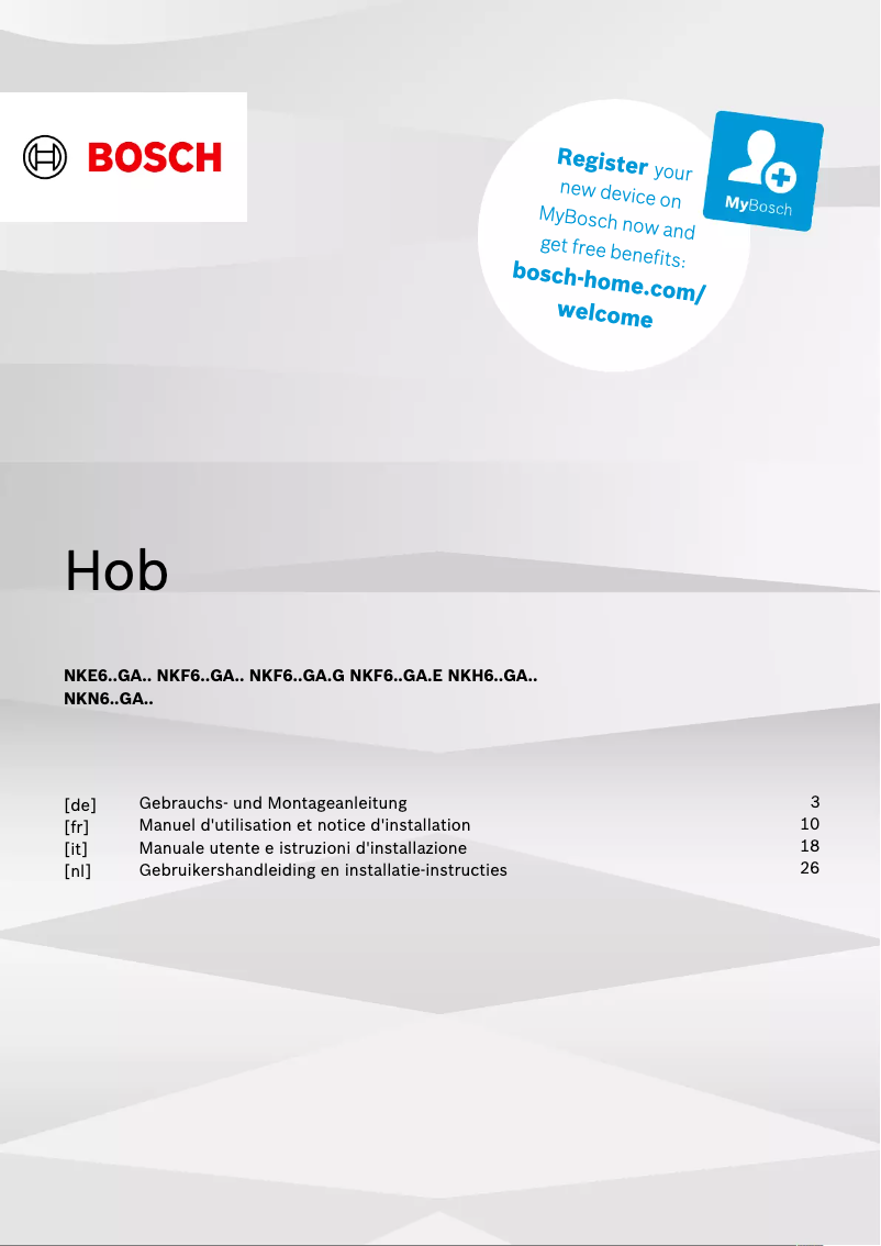 Page 1 de la notice Manuel utilisateur Bosch NKE645GA2E