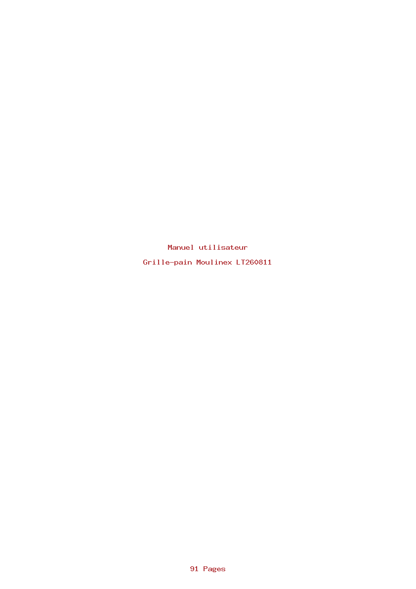 Page 1 de la notice Manuel utilisateur Moulinex LT260811