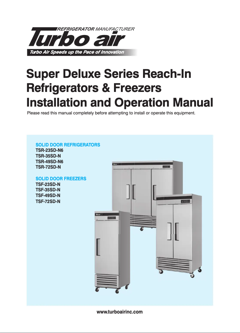 Página 1 del manual Manual de usuario Turbo air TSF-35SDN-N
