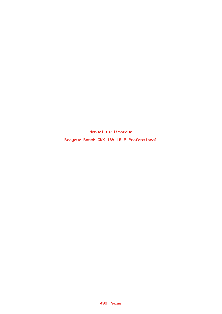 Page 1 de la notice Manuel utilisateur Bosch GWX 18V-15 P Professional
