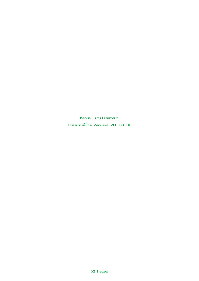 Page 1 de la notice Manuel utilisateur Zanussi ZGL 63 IW