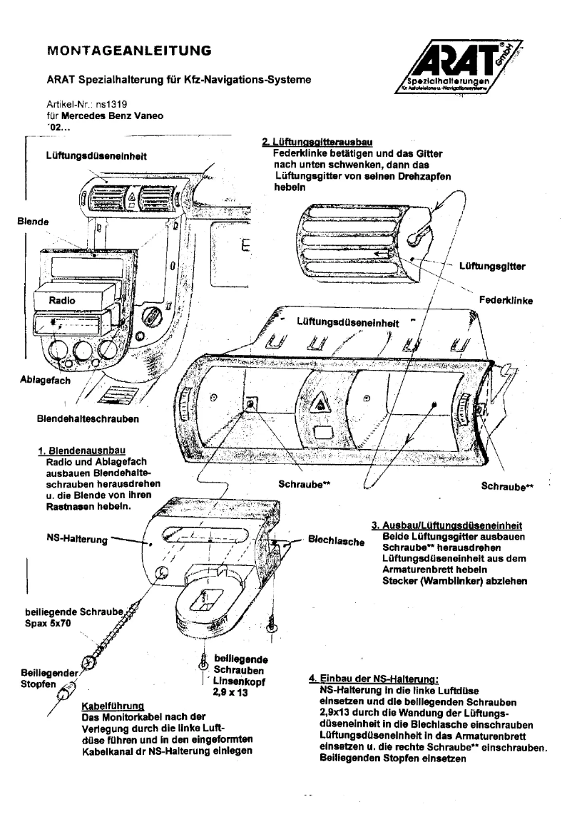 Page 1 de la notice Manuel utilisateur Arat NS1319