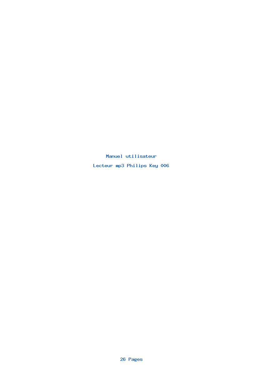 Page 1 de la notice Manuel utilisateur Philips Key 006