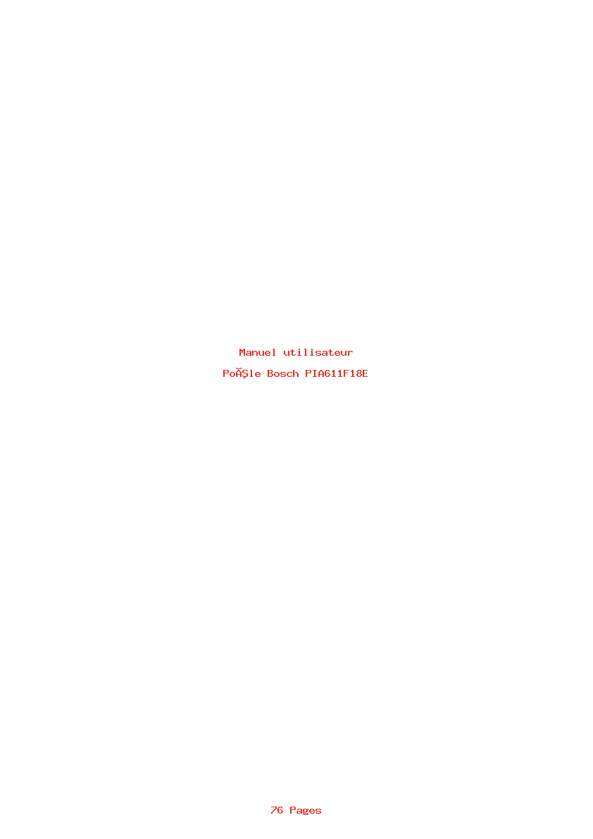 Page 1 de la notice Manuel utilisateur Bosch PIA611F18E