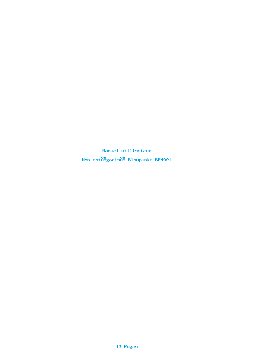 Page 1 de la notice Manuel utilisateur Blaupunkt BP4001