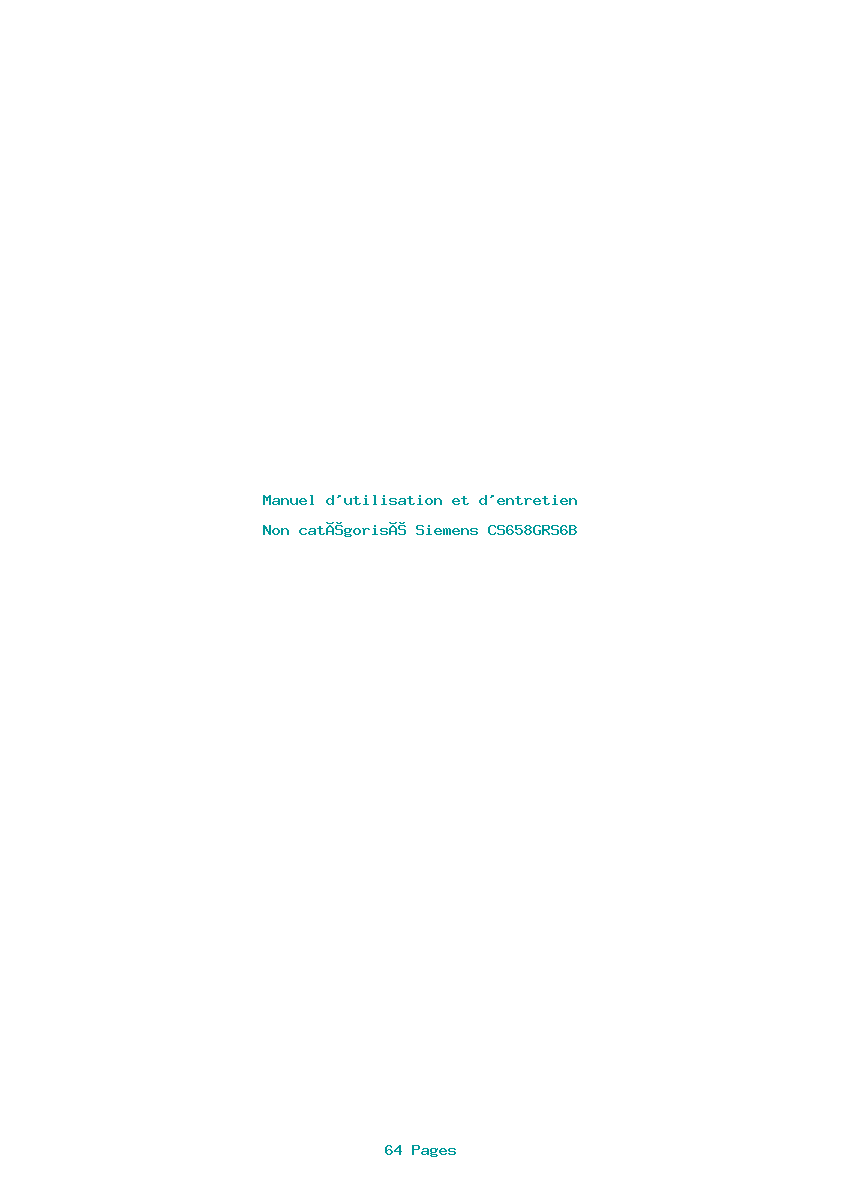 Page 1 de la notice Manuel d'utilisation et d'entretien Siemens CS658GRS6B