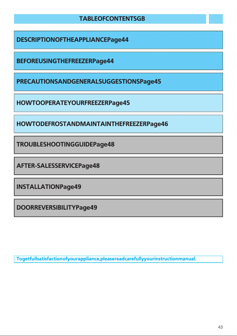 Page 1 de la notice Manuel utilisateur Whirlpool AFG 065G