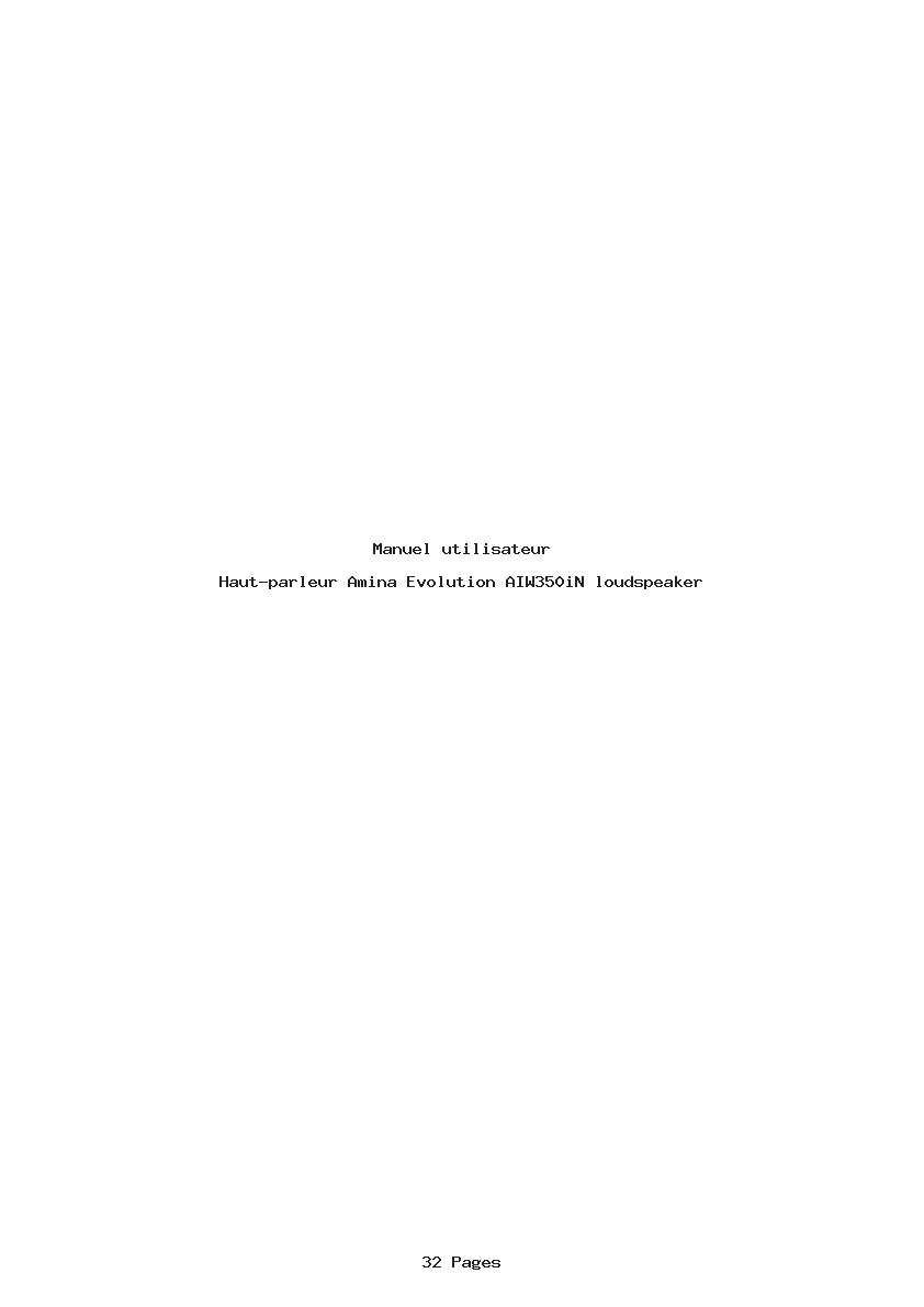 Page 1 de la notice Manuel utilisateur Amina Evolution AIW350iN loudspeaker