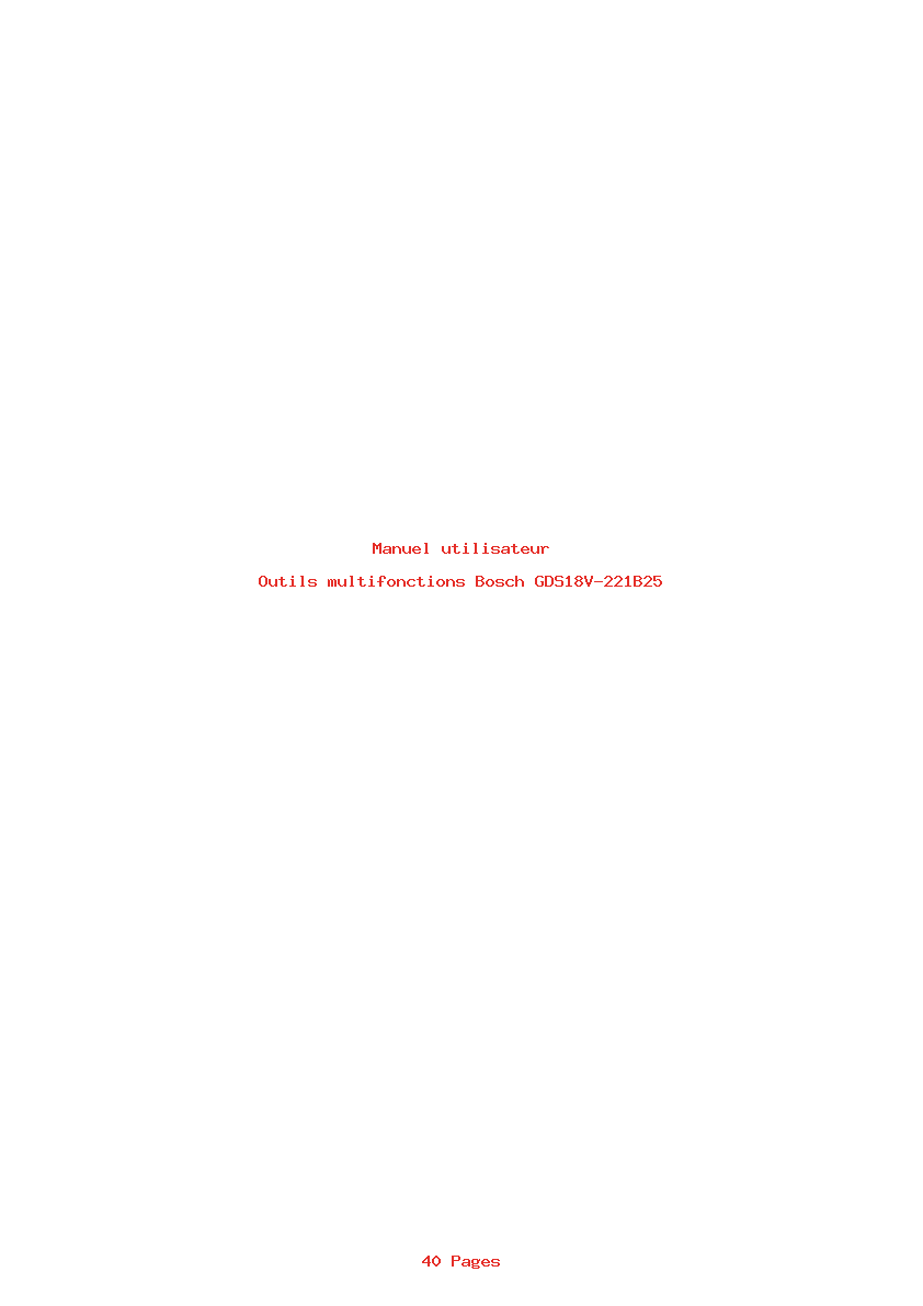 Page 1 de la notice Manuel utilisateur Bosch GDS18V-221B25