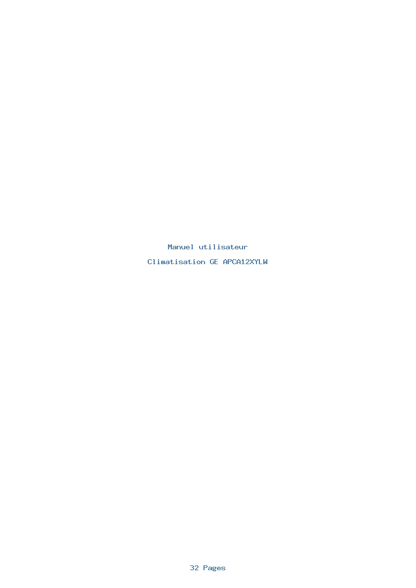 Page 1 de la notice Manuel utilisateur GE APCA12XYLW