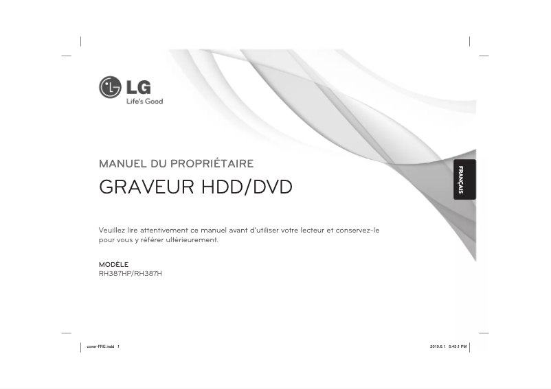 Page 1 de la notice Manuel utilisateur LG RH387HP