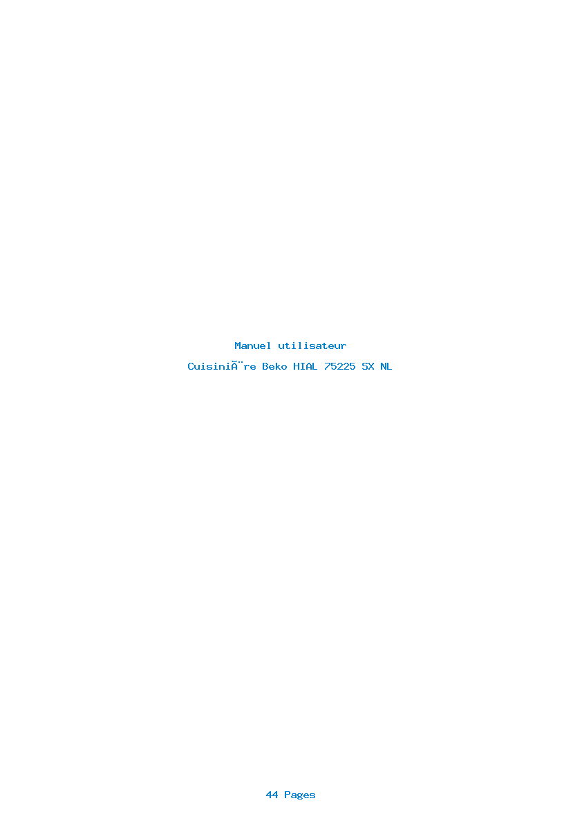 Page 1 de la notice Manuel utilisateur Beko HIAL 75225 SX NL