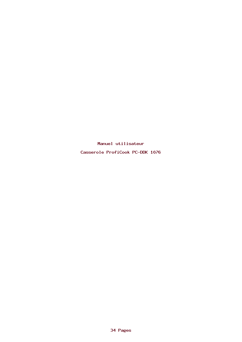 Page 1 de la notice Manuel utilisateur ProfiCook PC-DDK 1076