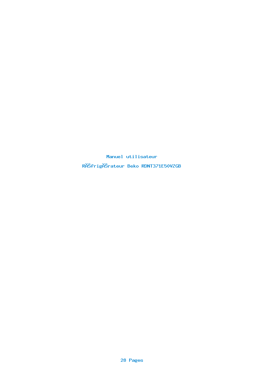 Page 1 de la notice Manuel utilisateur Beko RDNT371E50VZGB
