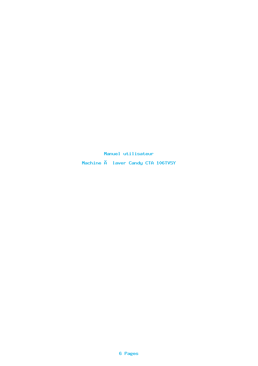 Page 1 de la notice Manuel utilisateur Candy CTA 106TVSY