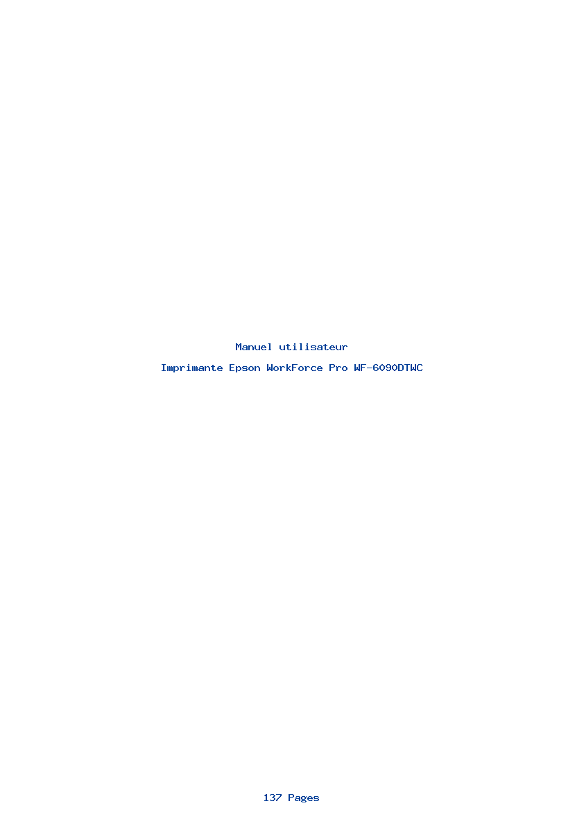 Page 1 de la notice Manuel utilisateur Epson WorkForce Pro WF-6090DTWC
